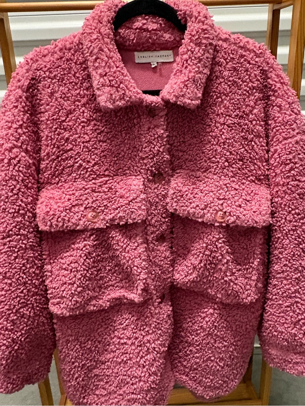English Factory Pink Faux Fur Teddy Jacket – Size S